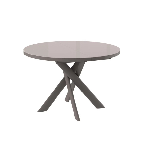 Стол RONALDO-120, круглый раздвижной со стеклом 120(160), КАПУЧИНО/КАПУЧИНО